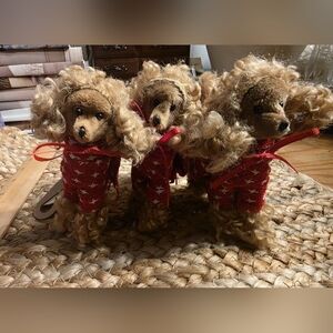 Holiday Time Poodle Ornaments Lot of 3